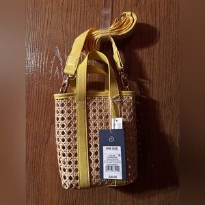 Yellow Trim Woven Purse